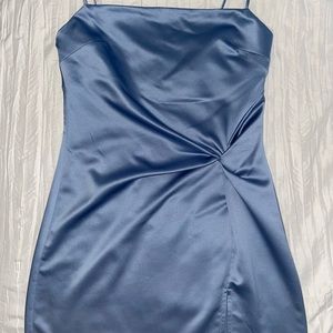 TOPSHOP Blue Silk Slip Dress